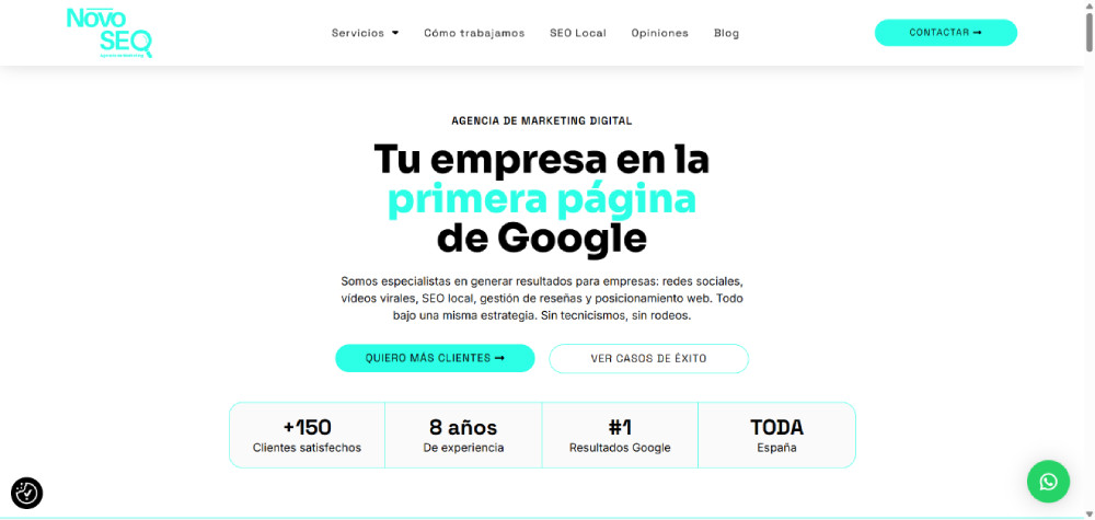Web de Agencia Novo SEO, proyecto desarrollado por Manuel Camacho