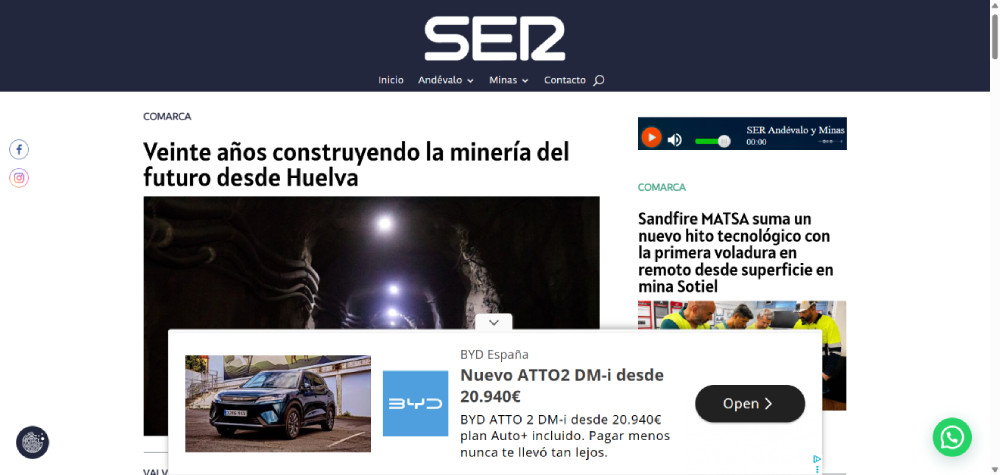 Web de Andévalo y Minas, proyecto desarrollado por Manuel Camacho
