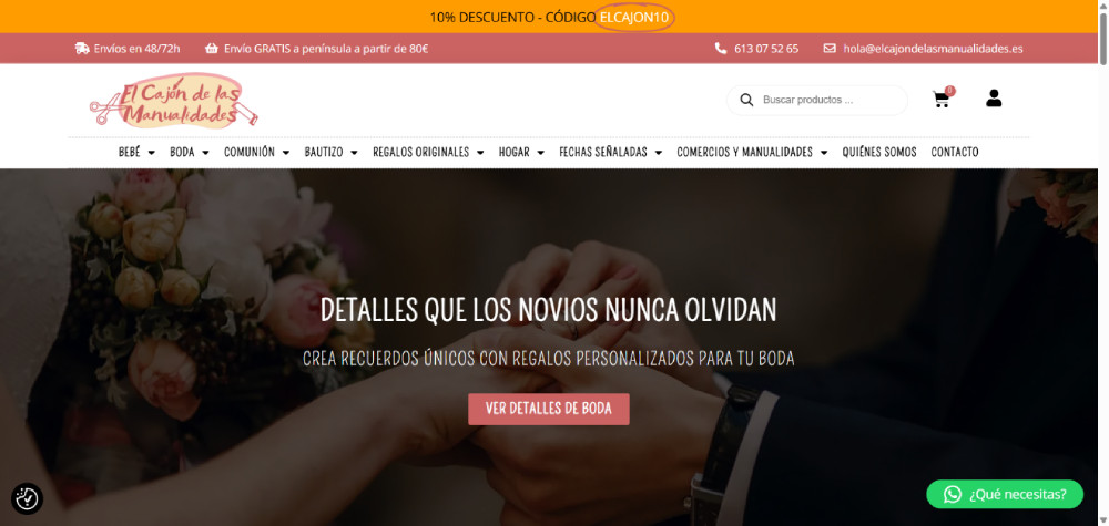 Web de El Cajón de las Manualidades, proyecto desarrollado por Manuel Camacho