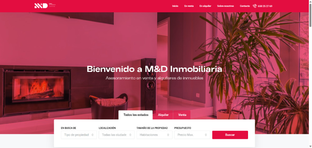 Web de MD Inmobiliaria, proyecto desarrollado por Manuel Camacho