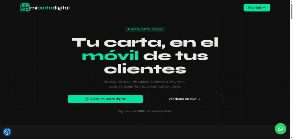 Web de Mi Carta Digital, proyecto desarrollado por Manuel Camacho