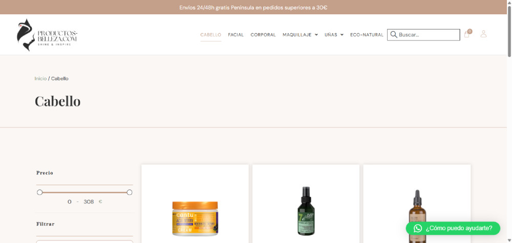 Web de Productos de Belleza, proyecto desarrollado por Manuel Camacho