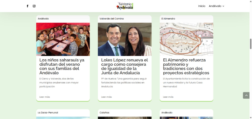 Web de Territorio Andévalo, proyecto desarrollado por Manuel Camacho