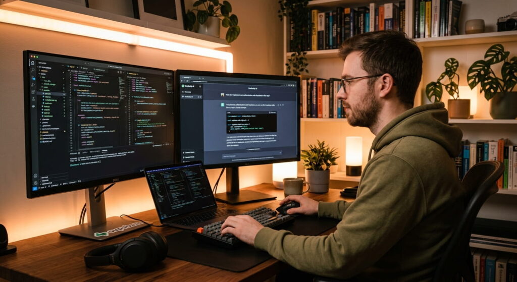 Integración de inteligencia artificial en una app móvil en la pantalla de un desarrollador