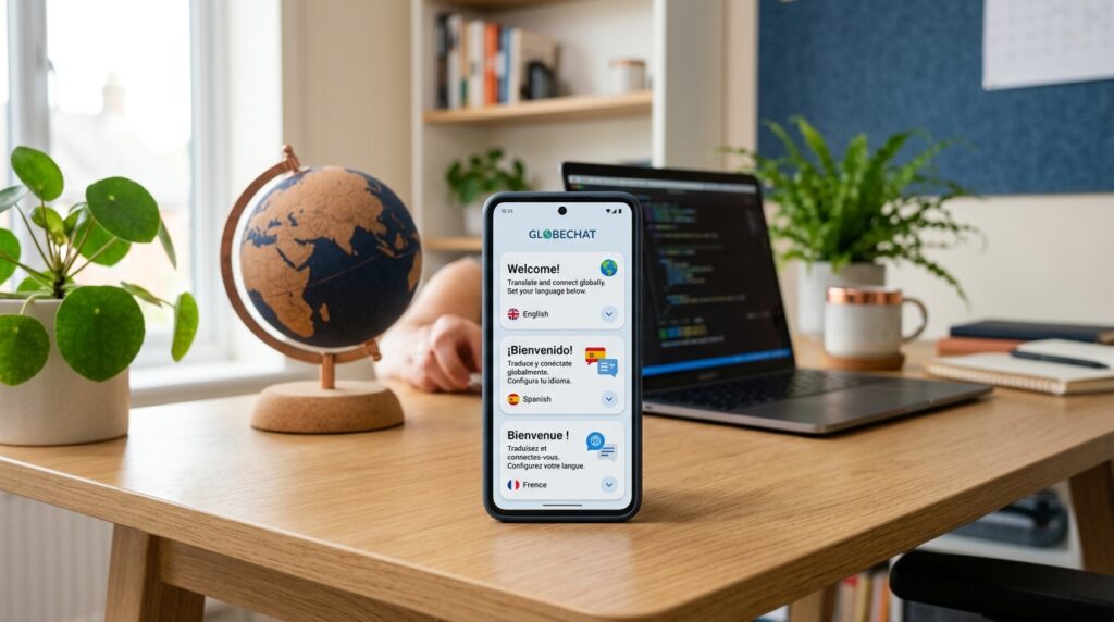 Smartphone mostrando una app en varios idiomas cómo internacionalizar una app para llegar a más países